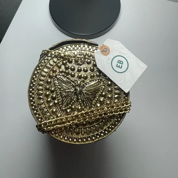 Brass Hammered Butterfly Bag - Picture 6 of 6